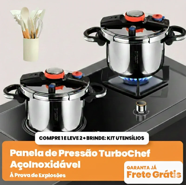Kit 2 Panelas de Pressão em Aço Inoxidável à Prova de Explosões Lar Carinhoso