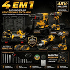 Kit de Ferramentas Sem Fio 4 em 1 48Vf SOARFLY Brushless com 2 Baterias