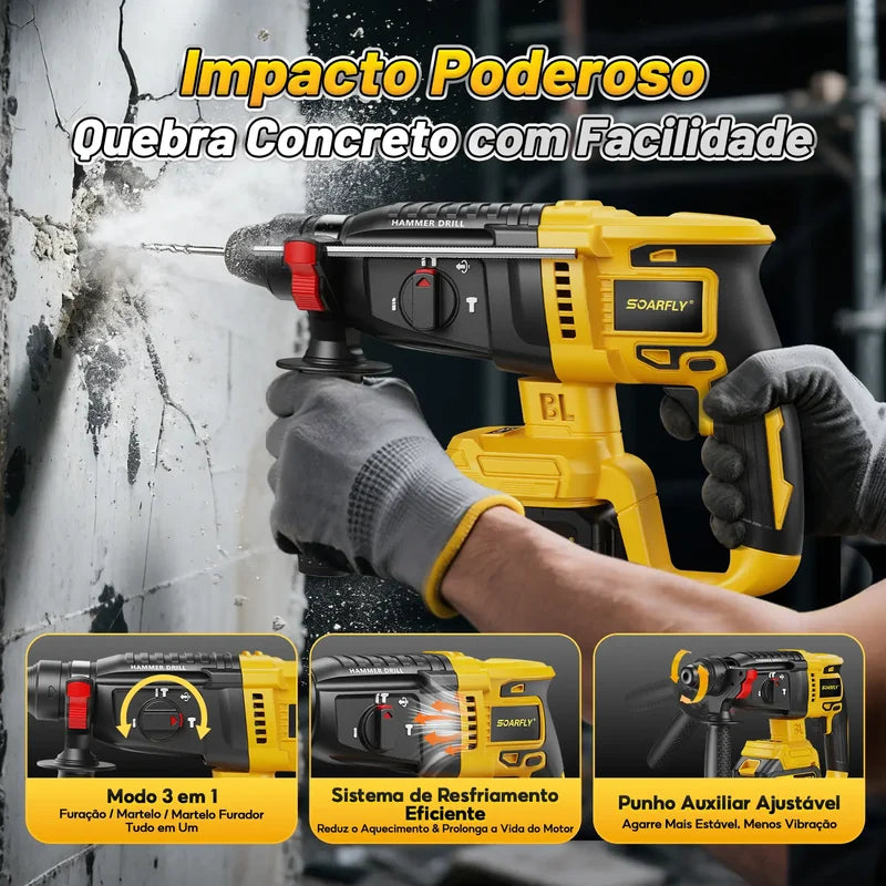 Kit de Ferramentas Sem Fio 4 em 1 48Vf SOARFLY Brushless com 2 Baterias